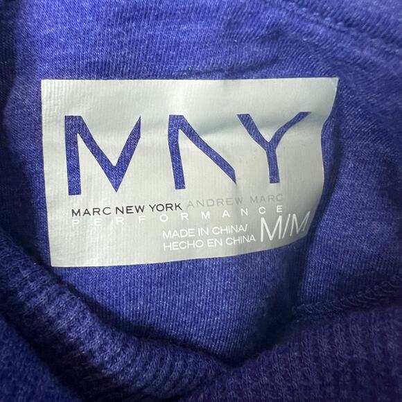 Andrew Marc Cowl Neck Ribbed Blue Women's Sweater Size Medium 3/4 Sleeve - Picture 2 of 11